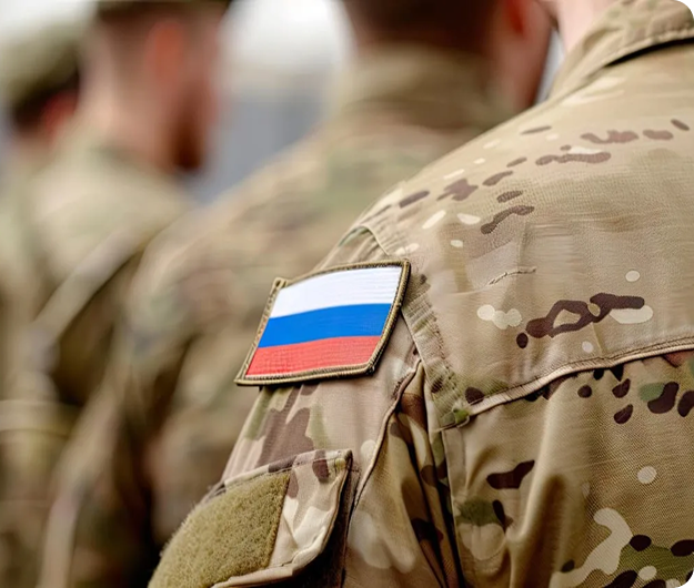 Военнослужащий с шевроном флага России