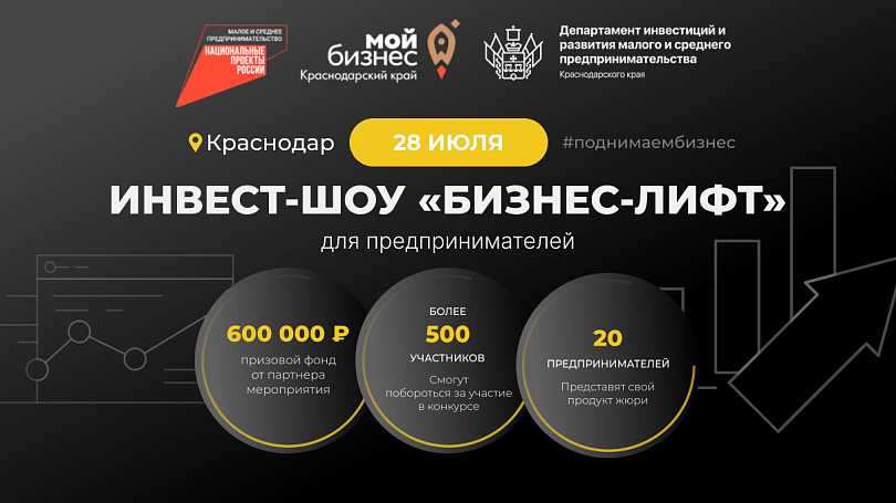 28 июля в Краснодаре впервые для предпринимателей края пройдет инвест-шоу «Бизнес-Лифт»
