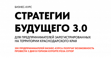 Открыт прием заявок на бесплатный бизнес-курс «Стратегии будущего 3.0» для действующих предпринимателей Кубани  - портал Мой Бизнес Краснодар